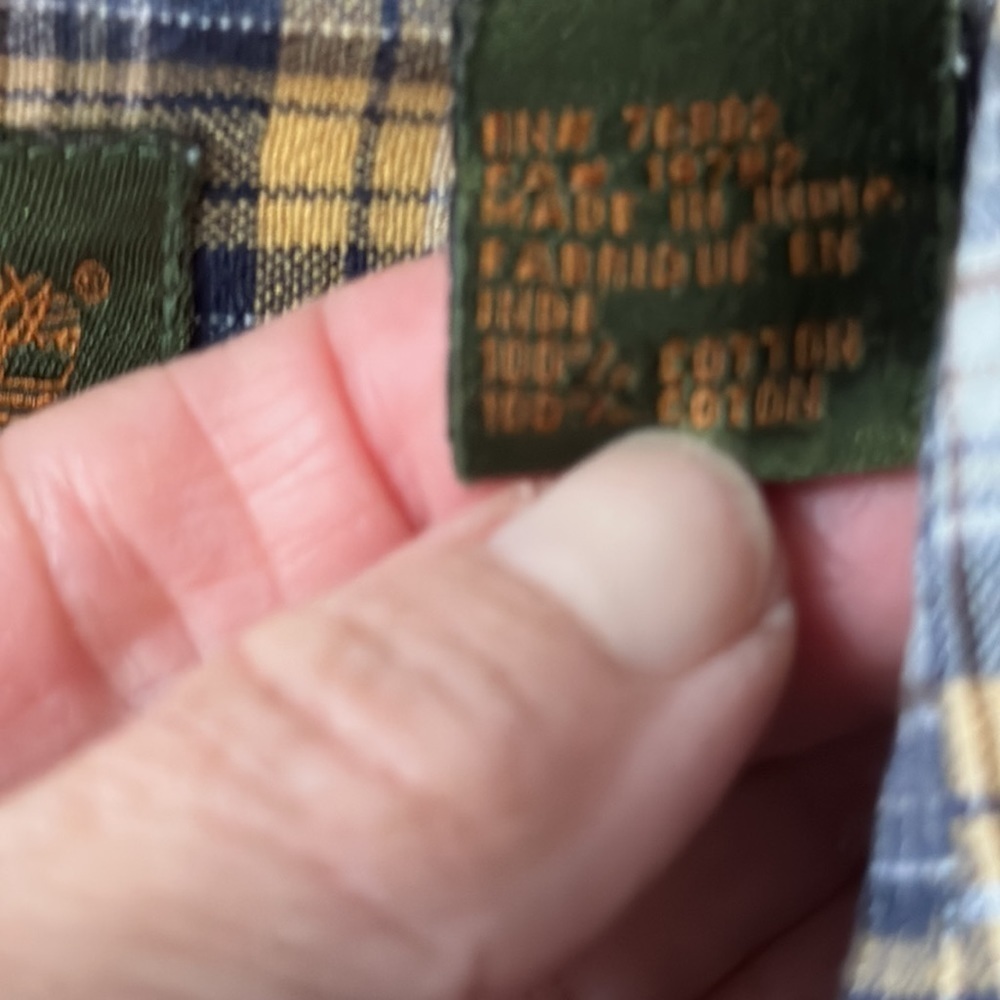 Timberland shirt, Golden and blue plaid size XL button up - Picture 5 of 9